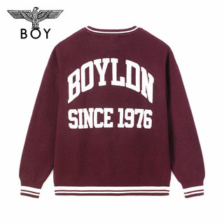 BOY LONDON【赤色校园】秋冬24款撞色学院风枣红色针织套头衫N60020 枣红色 XL