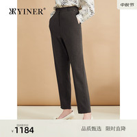 YINER音儿2024秋季职场锥形长裤垂顺通勤休闲裤 深咖 42