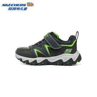 斯凯奇（Skechers）岚霖系列时尚魔术贴男童中大童透气舒适休闲运动鞋 海军蓝色/柠檬色/NVLM 31码