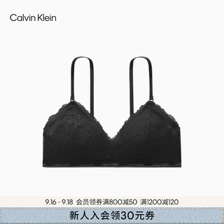 卡尔文·克莱恩 Calvin Klein 内衣24秋季女士ck性感蕾丝三角杯文胸QF7974AD UB1-太空黑 M