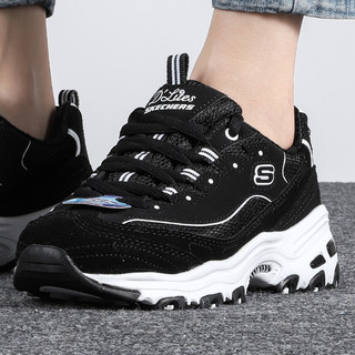 SKECHERS 斯凯奇 女鞋新款厚底熊猫鞋复古缓震运动休闲鞋13148-BKW ZP