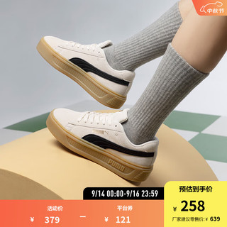 PUMA 彪马 女子松糕休闲板鞋SMASH PLATFORM V3 SD 391942 纯白色-黑色-金色-01 35.5