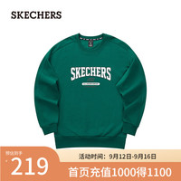 斯凯奇(Skechers)卫衣学院风男女同款针织套头圆领舒适L324U100 雨林绿/03JK M