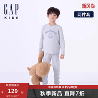 Gap【大小童同款】男童2024秋季印花睡衣套装家居服646197 浅灰色 90cm(1-2岁) 亚洲尺码