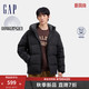 Gap 盖璞 男士徽章logo抽绳立领连帽羽绒服 677652