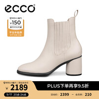 爱步(ECCO)靴子女 秋冬百搭时尚通勤圆头粗根切尔西女靴牛皮靴 雕塑222683 石灰色22268301378 40