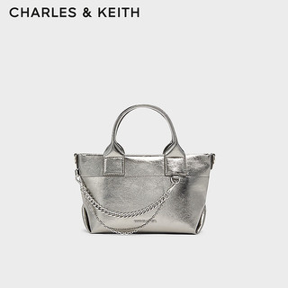 CHARLES&KEITH24冬季新品手提链条褶皱托特包斜挎包女士CK2-30782473  S