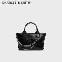 CHARLES&KEITH24冬季手提链条褶皱托特包斜挎包女士CK2-30782473 Noir黑色 S