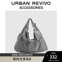 URBAN REVIVO2024秋冬女士运动风大容量单肩包UAYB40027 冷灰