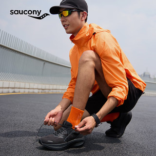 Saucony索康尼澎湃3 WATERPROOF防泼水跑鞋男女缓震运动鞋男 黑6 41