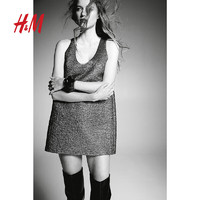 H&M【A/W2024】女装连衣裙2024秋季新款修身闪亮编织短裙1253163