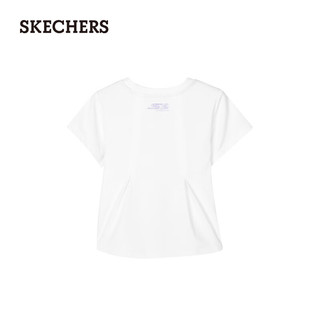 斯凯奇（Skechers）2024夏女童短袖中大童百搭T恤衫P224G063 亮白色/0019 XS