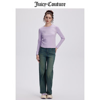 JUICY COUTURE2024秋季logo烫钻打底衫柔软细腻舒适亲肤保暖上衣可外穿内搭 浅紫色 XS