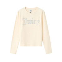 橘滋 Juicy Couture2024秋季logo烫钻打底衫柔软细腻舒适亲肤保暖上衣可外穿内搭 奶油白 M