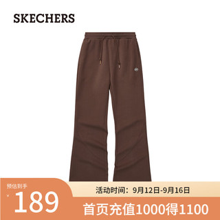 斯凯奇（Skechers）女款针织长裤2024年秋季休闲微喇裤L324W055 焦糖棕/04X3 S