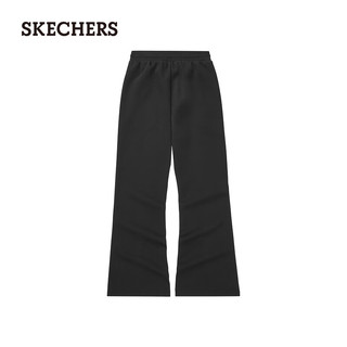 斯凯奇（Skechers）女款针织长裤2024年秋季休闲微喇裤L324W055 碳黑/0018 XL