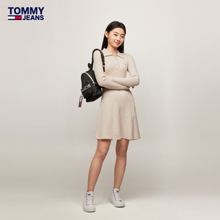 TOMMY JEANS24秋冬女装通勤复古绞花显瘦针织POLO连衣裙DW0DW19986 白色YBH XS