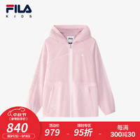 FILA 斐乐童装儿童上衣2024秋季女大童运动宽松连帽外套 满印一-ZA 150