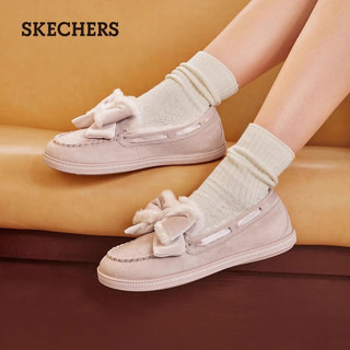 斯凯奇（Skechers）女鞋秋冬温柔小香风奶贝鞋加绒保暖乐福鞋单鞋蝴蝶结豆豆鞋169013 自然色/NAT 37