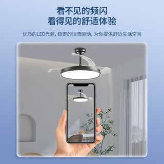 雷士照明 NVC Lighting  Lighting 风扇灯LED吊扇灯隐形扇现代简约变频餐厅卧室客厅遥控高显色灯具 三防42寸丨48W全光谱丨IP65等级