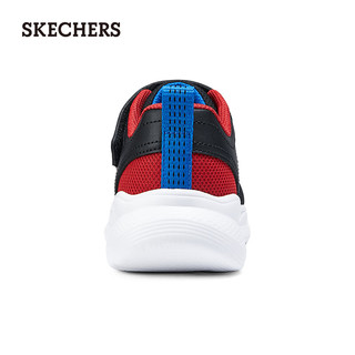 斯凯奇（Skechers）魔术贴运动鞋轻质网布休闲鞋403792L 黑色/红色/蓝色/BKRB 27.5码