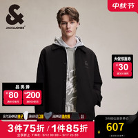 杰克琼斯 杰克·琼斯（JACK&JONES）秋冬简约植绒图案百搭轻薄羽绒服男短款商务休闲夹克外套男士保暖 E43 纯黑色 185/104A/XL