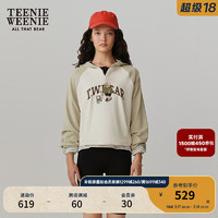 Teenie Weenie小熊女装2024简约通勤长袖T恤休闲Polo领卫衣 乳白色 155/XS