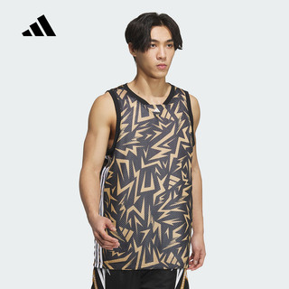 adidas 阿迪达斯 篮球双面穿印花撞色运动背心2024夏男短袖JC6796