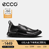 爱步（ECCO）休闲鞋女 2024年秋季方头休闲皮鞋牛皮袋鼠鞋女 科摩217803 黑色21780301001 38