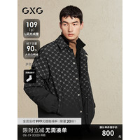 GXG男装【衬衫式】渐变满印轻薄羽绒服男士时尚外套 24冬季 黑色 165/S