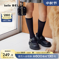 百丽浅口玛丽珍童鞋女2024秋季英伦风小皮鞋A5305C84 黑色 30码
