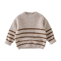 棉花堂儿童毛衣上衣2024秋装新款男童套头衫女宝宝细条纹针织衫