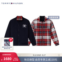 TOMMY HILFIGER24秋冬童装男双面穿学院风格纹立领运动夹克TH2432191 藏青色/红色格纹654 5/110cm