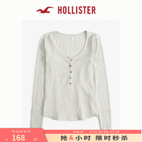 HOLLISTER24秋季辣妹美式修身纯色亨利长袖T恤 女 KI339-3870 灰色 XXS (160/80A)