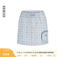 GUESS24年秋季女士时尚运动风侧边口袋半身短裙-V4BD00WGLW2 FB6X-蓝色 M