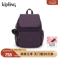 凯普林 kipling男女款2024年秋冬款时尚双肩背包书包猴子包|CITY ZIP系列 S-极致绛紫色