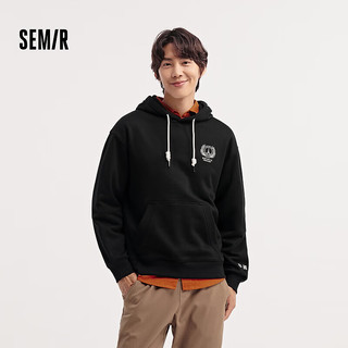 森马（Semir）梅花系列卫衣男2024冬季连帽装休闲风 黑色90001 160/80A/XS