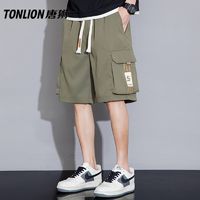 百亿补贴：TONLION 唐狮 男士夏季工装过膝短裤多口袋休闲运动宽松时尚港风五分裤子