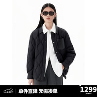 太平鸟女装2024秋冬一手长衬衫鹅绒服A1ACE4142 黑色 L