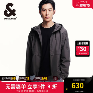 杰克·琼斯（JACK&JONES）秋季潮舒适商务休闲衣身拼接设计舒适个性连帽外套男装224321087 E39锻钢灰 185/104A/XL