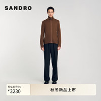 SANDRO2024秋季男装法式复古棕色竖排拉链立领外套SHPTR00362 G236/棕色 XS