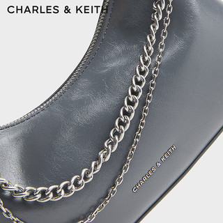 CHARLES&KEITH24冬柔软拉链式单肩褶皱腋下包女CK2-40782472 Grey灰色 S