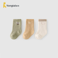 童泰婴儿袜子宝宝透气抗菌袜男童女童加厚毛圈袜无骨袜头3双装 黄色 3双 6-12个月
