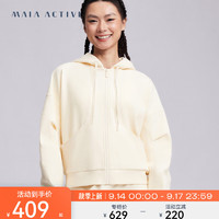 MAIA ACTIVE 肌理拼接柔软顺滑连帽运动休闲夹克外套JK027 梨涡白 S