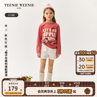 Teenie Weenie Kids小熊童装24秋季女童罗纹圆领宽松印花T恤 红色 130cm