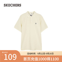 斯凯奇（Skechers）男子针织短袖简约百搭休闲POLO衫L124M057 珍珠米白/034H XL