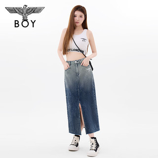 BOY LONDON24秋新品女士半身裙渐变开叉时尚百搭牛仔长裙W59003