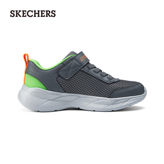 斯凯奇（Skechers）魔术贴运动鞋轻质网布休闲鞋403792L 炭灰色/柠檬色/CCLM 35码