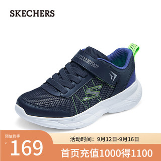 斯凯奇（Skechers）魔术贴运动鞋轻质网布休闲鞋403792L 海军蓝色/蓝色/NVBL 37码