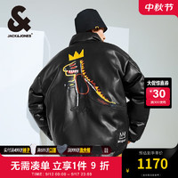 杰克·琼斯（JACK&JONES）Basquiat联名冬季棉衣时尚简约宽松立领棉服外套男224409005 E40黑色 175/96A/M